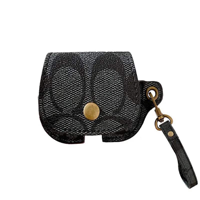 Leather Coach AirPods Case Black-CC231215 mysite