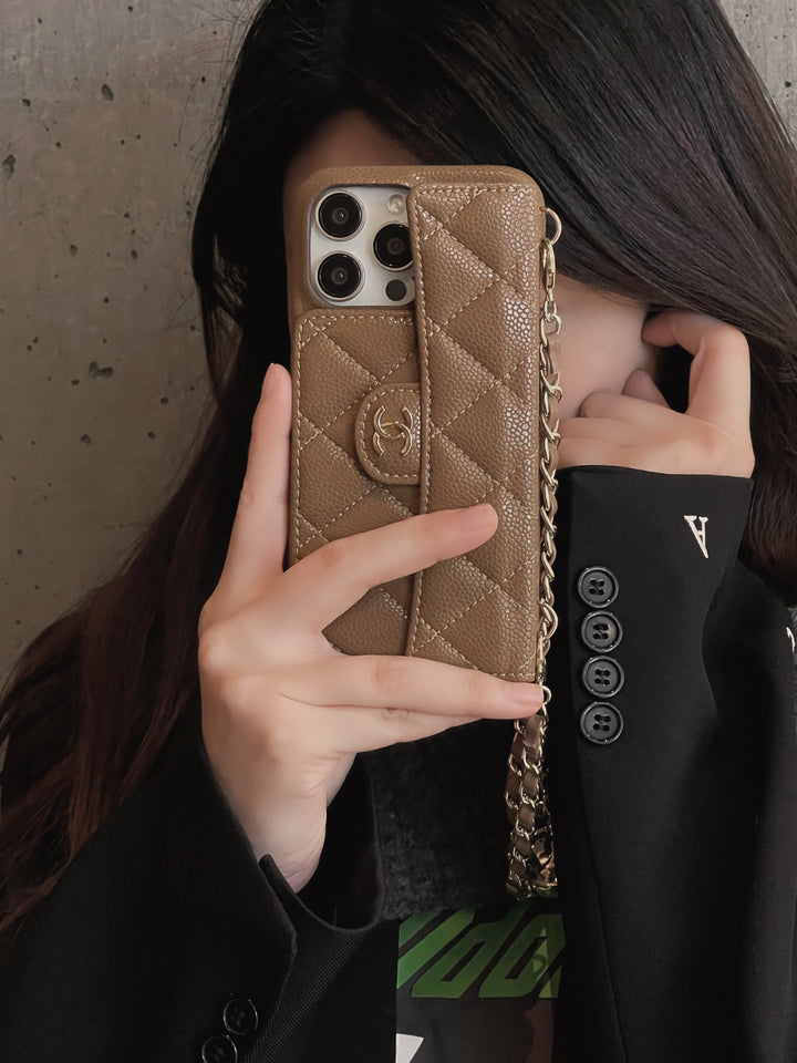 Chanel Genuine Leather Wallet Leather Crossbody Bag Phone Case For iPhone 17 / 16 / 15 / 14s mysite
