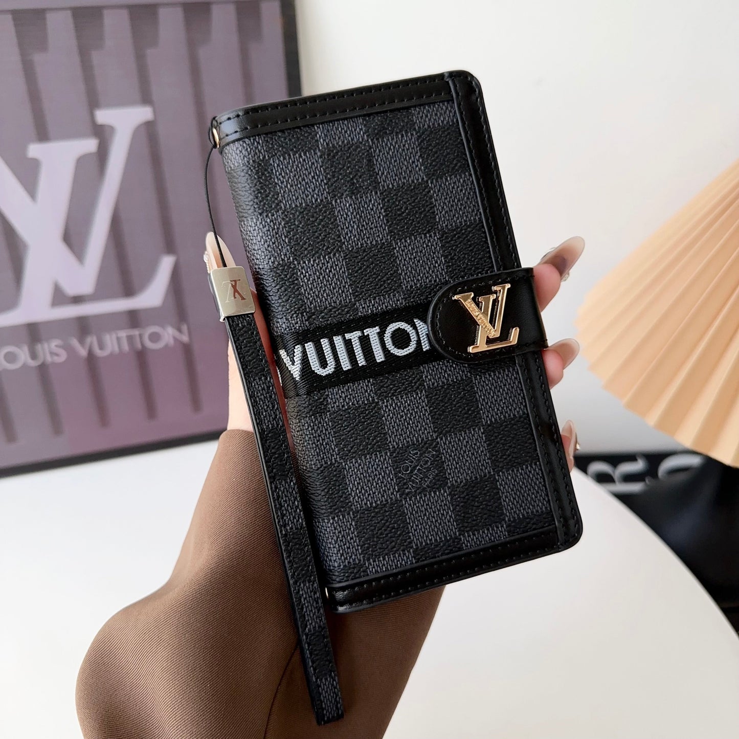 Premium Genuine Leather Monogram Canvas Wallet Card Holder iPhone Cases mysite