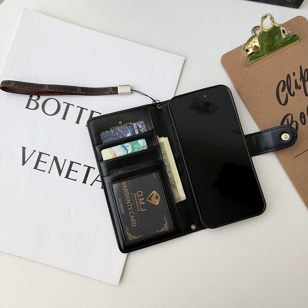 Premium Genuine Leather Monogram Canvas Wallet Card Holder iPhone Cases mysite