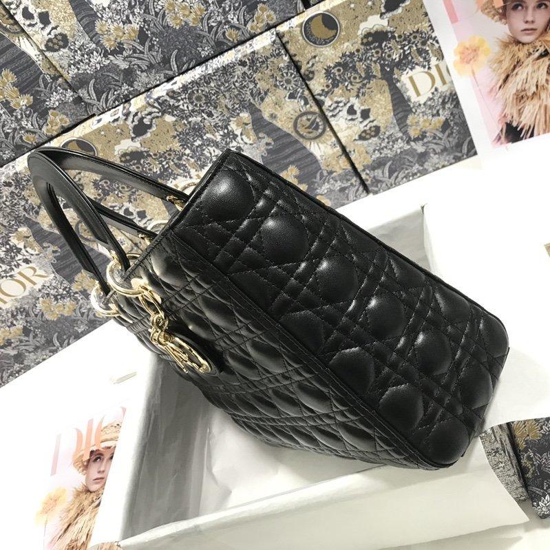 LARGE LADY BAG 32CM BLACK CANNAGE LAMBSKIN mysite