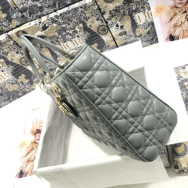 LARGE LADY BAG 32CM GRAY CANNAGE LAMBSKIN mysite