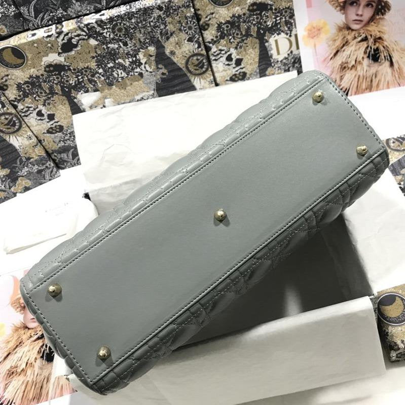 LARGE LADY BAG 32CM GRAY CANNAGE LAMBSKIN mysite