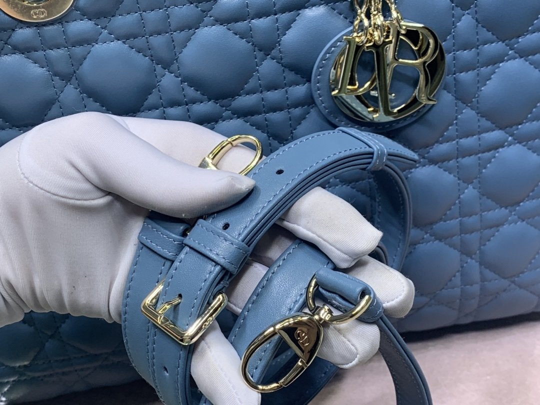 LARGE LADY BAG 32CM BLUE CANNAGE LAMBSKIN mysite
