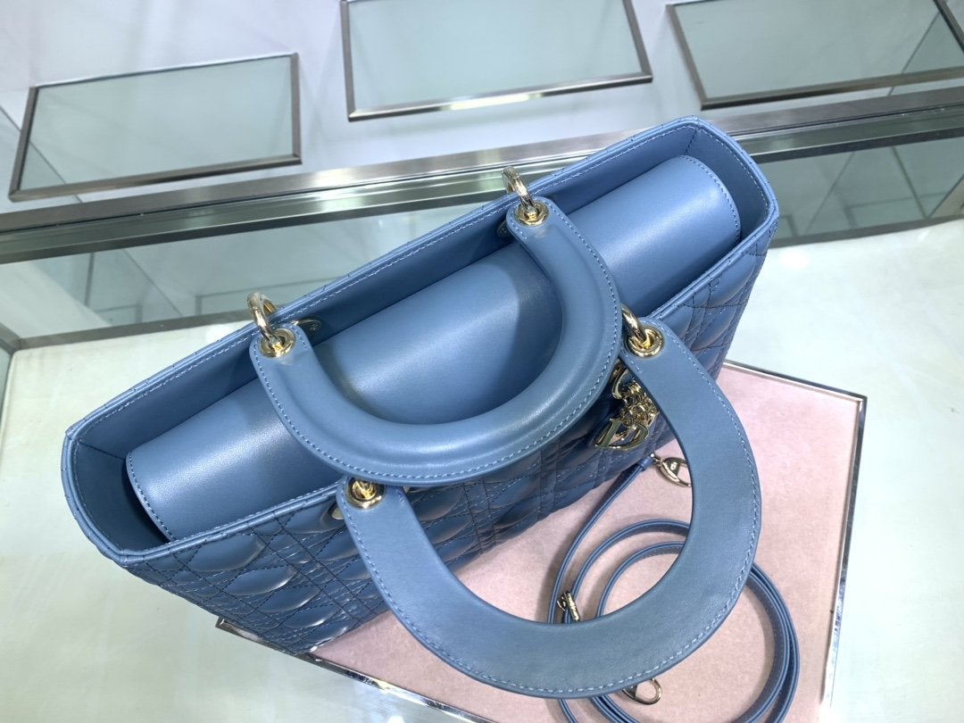 LARGE LADY BAG 32CM BLUE CANNAGE LAMBSKIN mysite