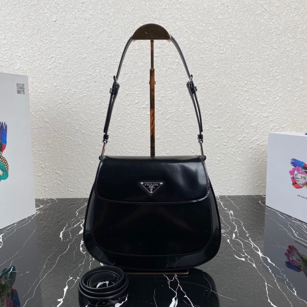 CLEO 24 BLACK BRUSHED LEATHER SHOULDER BAG mysite
