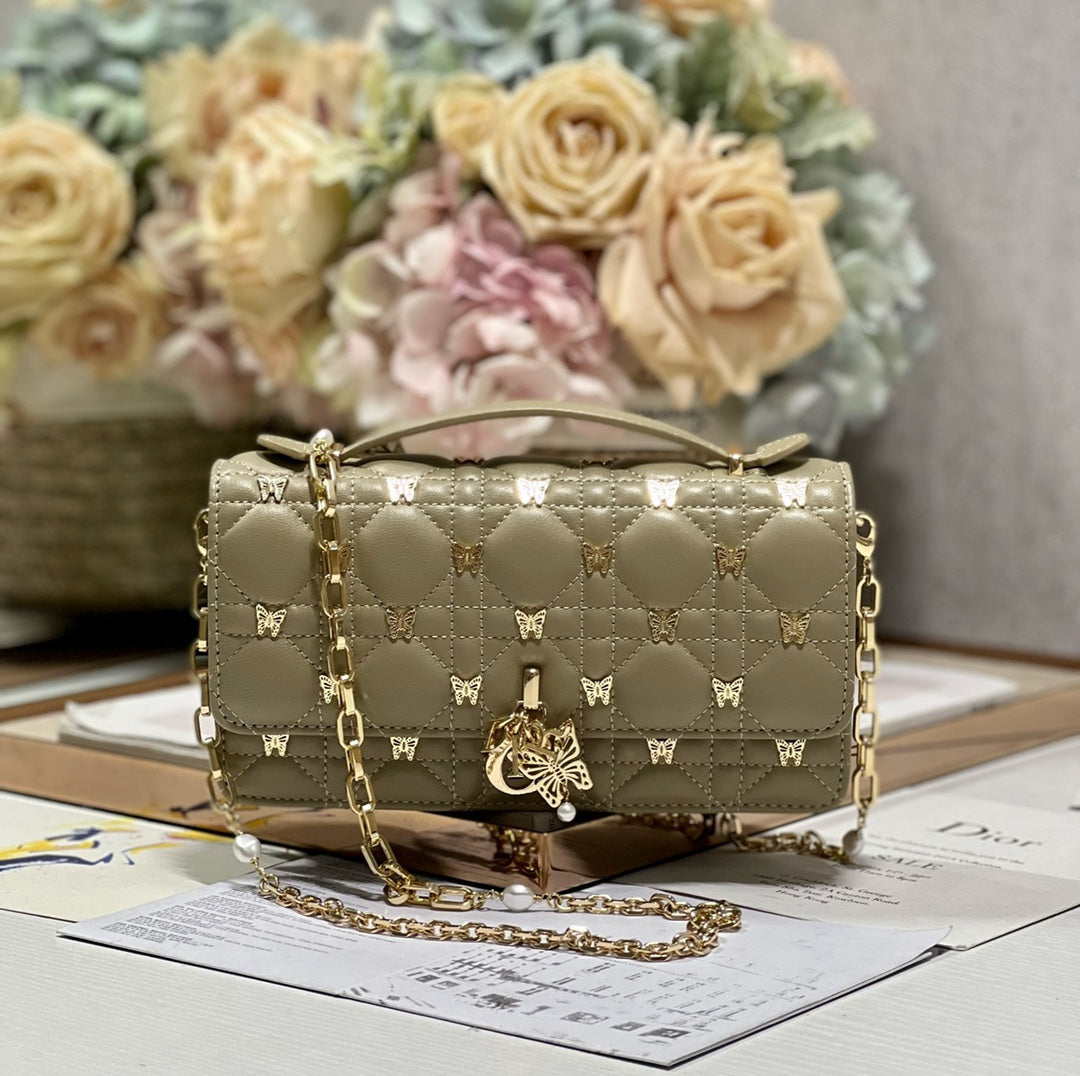 MISS LADY 21 BUTTERFLY STUD OLIVE LAMBSKIN mysite