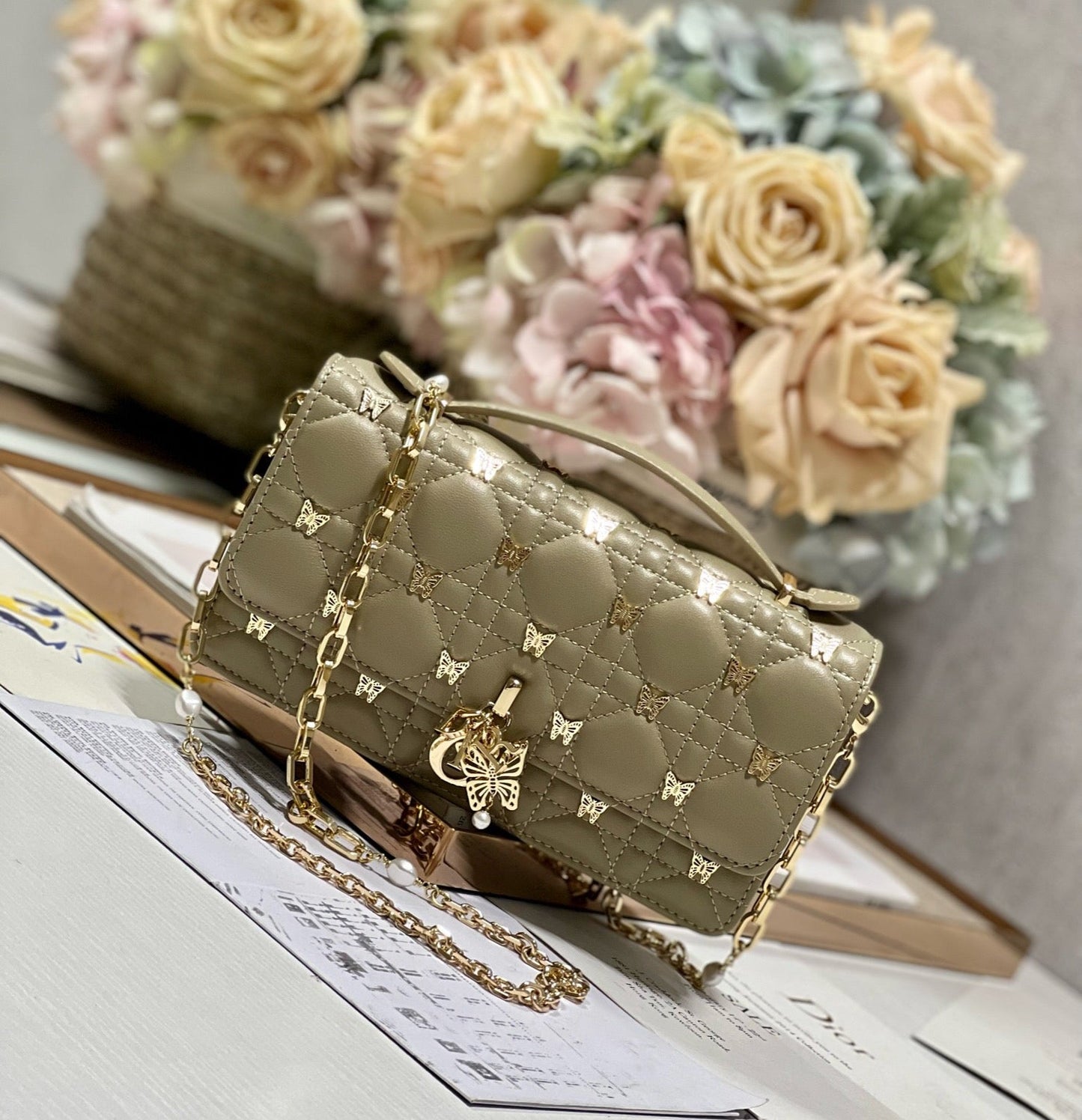 MISS LADY 21 BUTTERFLY STUD OLIVE LAMBSKIN mysite