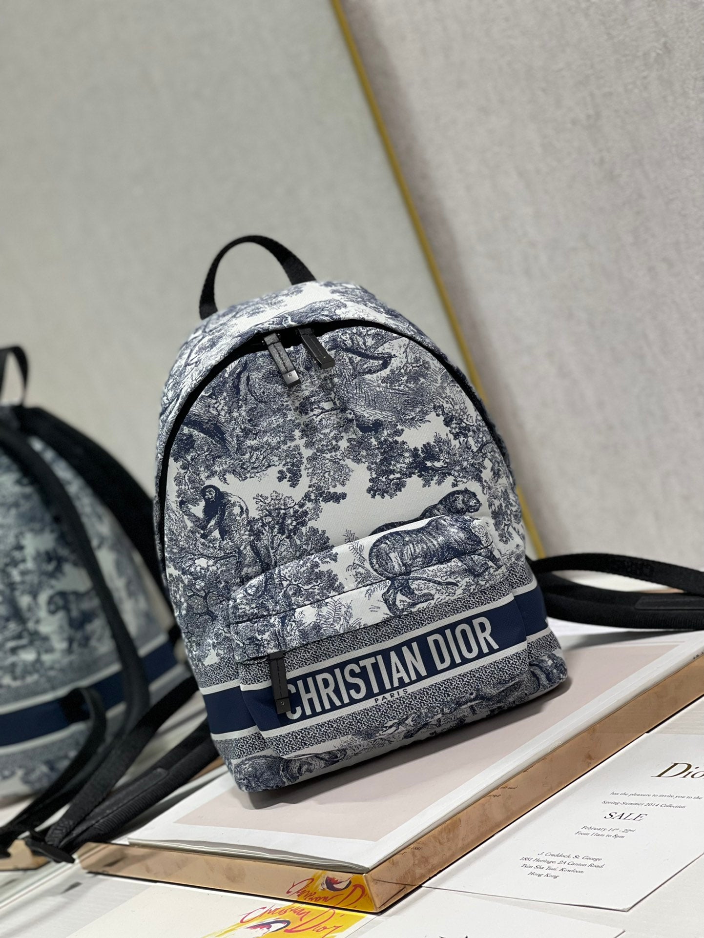 TRAVEL BACKPACK 20CM WHITE BLUE OBLIQUE JACQUARD mysite