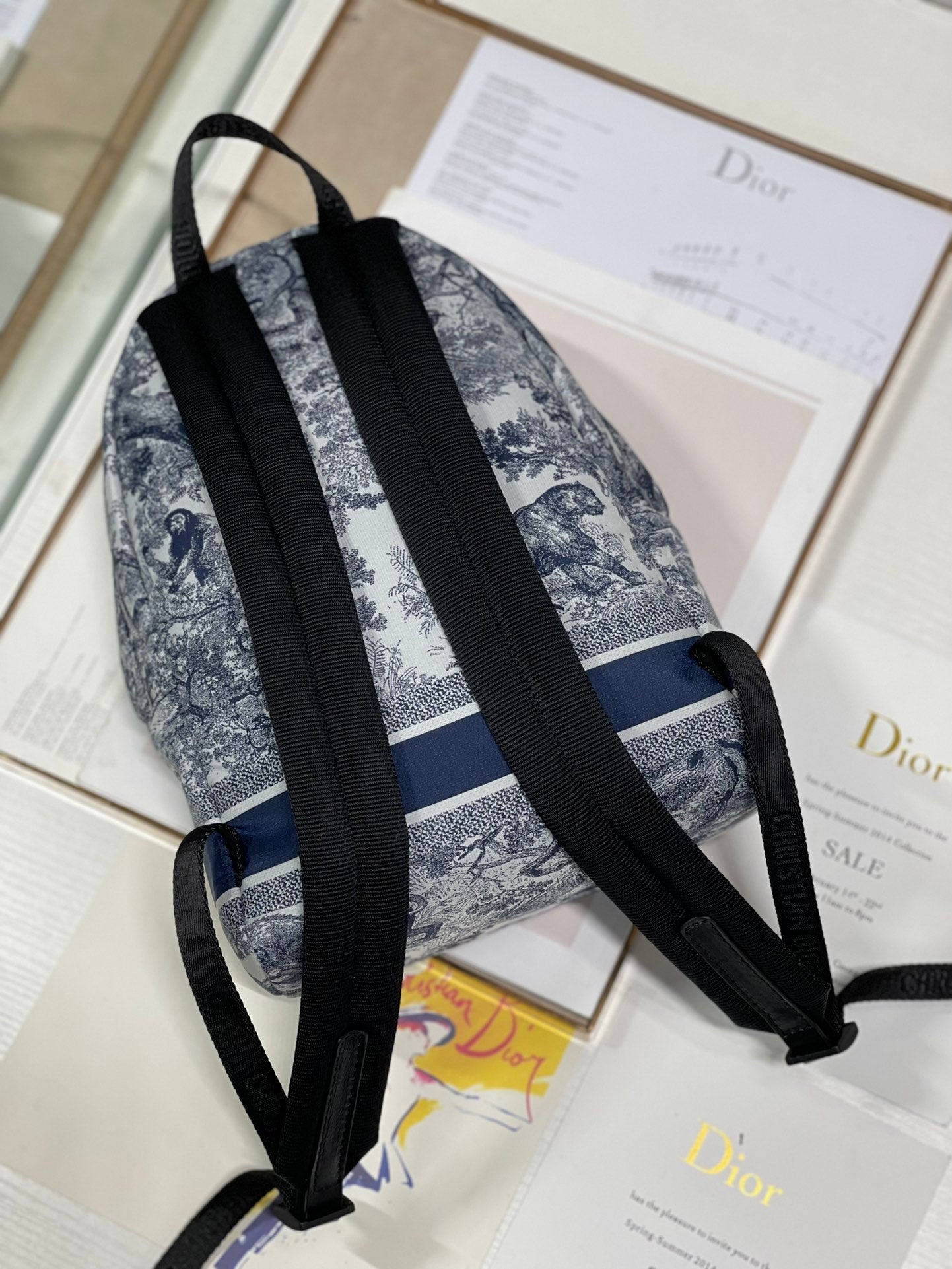 TRAVEL BACKPACK 20CM WHITE BLUE OBLIQUE JACQUARD mysite