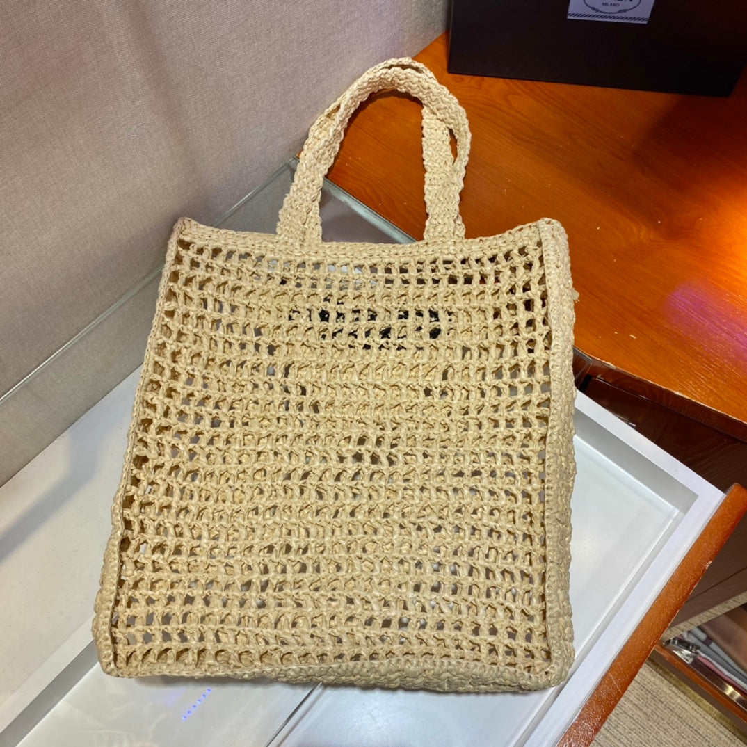 PRA SMALL LOGO RAFIA TOTE 38CM mysite
