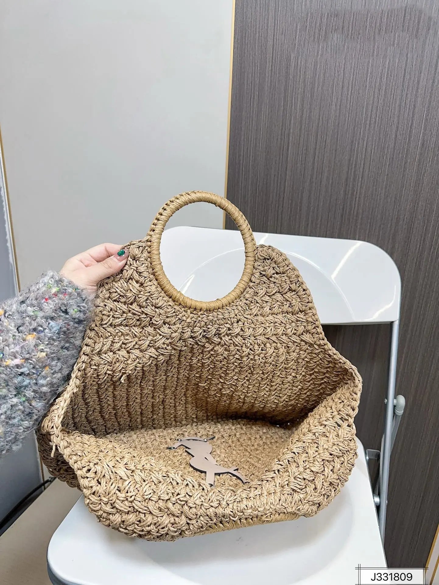 YSL SAINT LAURENT Summer Raffia Tote Bag 41x37cm mysite