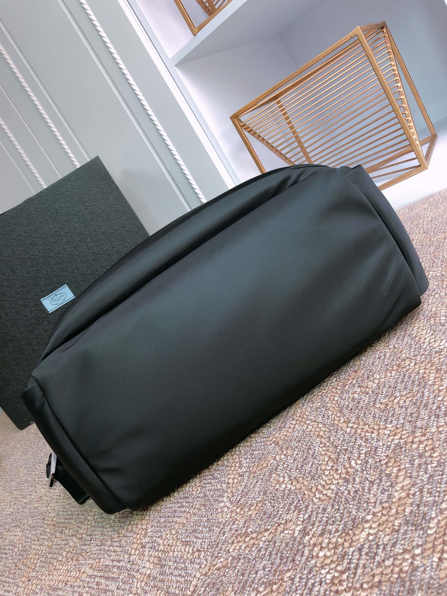 TOTE BAG 38 IN BLACK RE-NYLON AND SAFFIANO LEATHER TRIM mysite