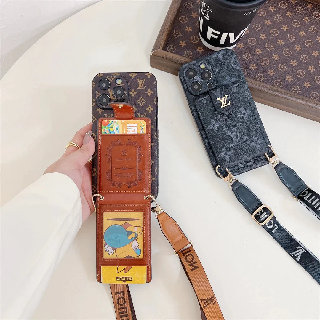 Monogram Canvas Leather Button Card Holder Crossbody iPhone Cases mysite