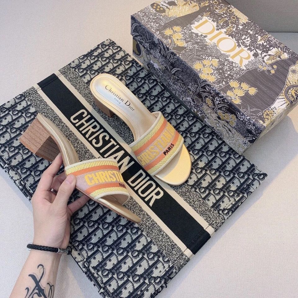 Embroidered Block Heel Slippers-1 mysite