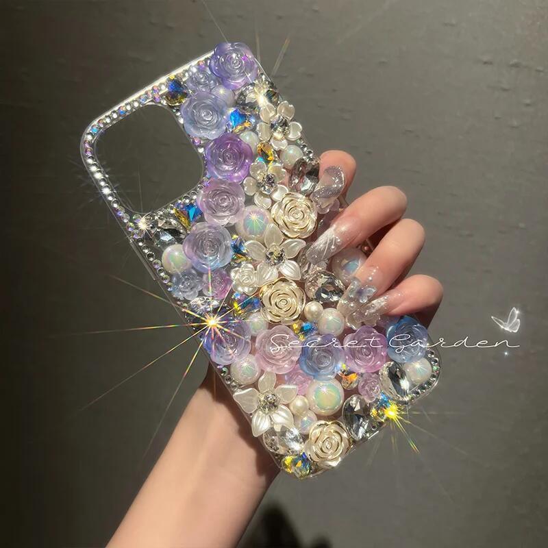 Luxury Rhinestone Diamond Rose iPhone Case mysite