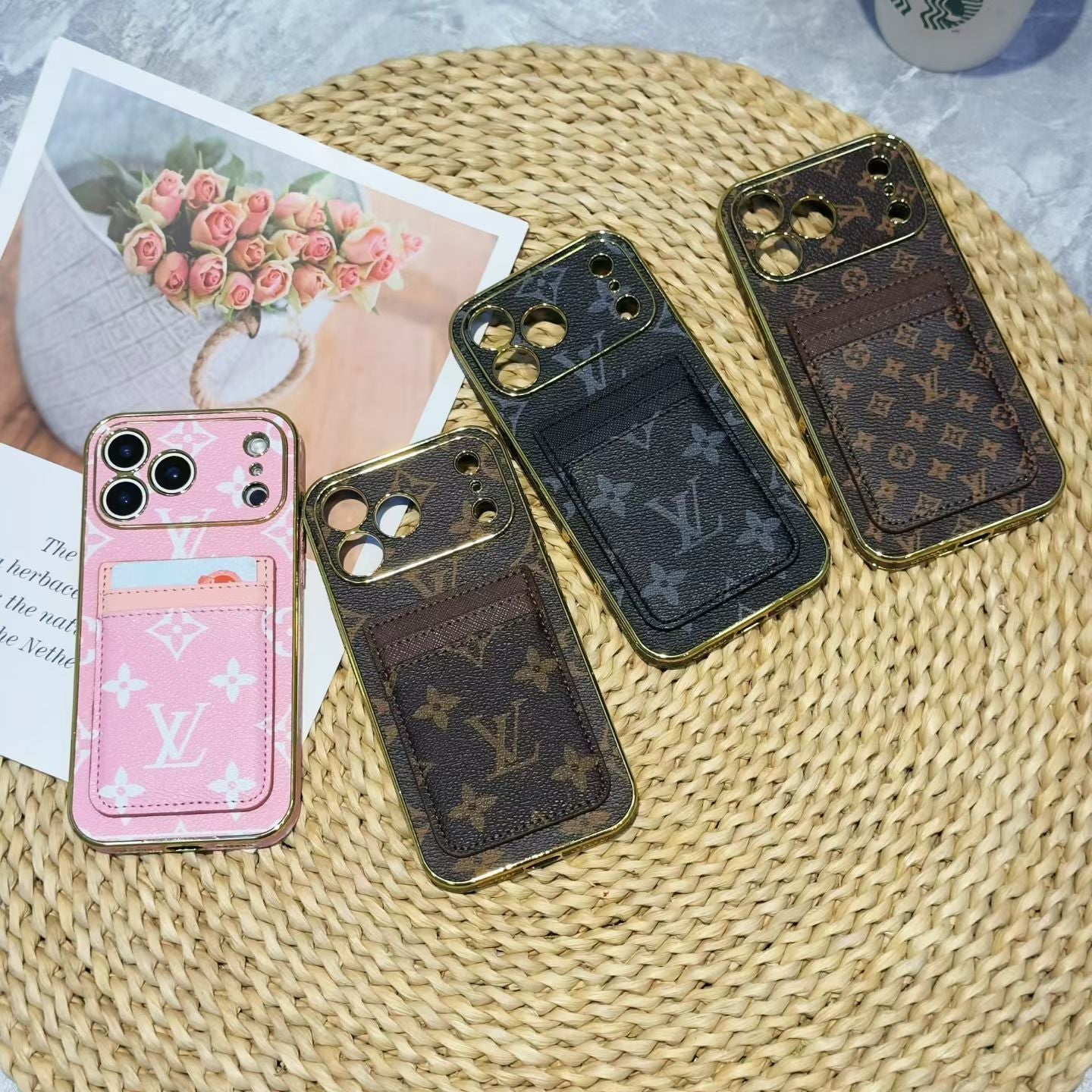 Lv Luxury Phone Case With Card Holder For iPhone 17/ 16 / 15 / 14s mysite