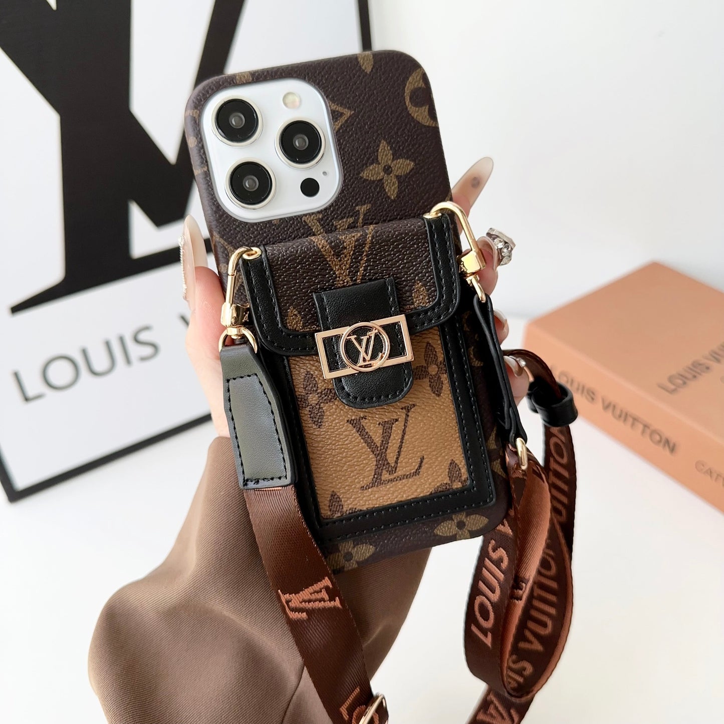 Luxury DAUPHINE LEATHER MONOGRAM CROSSBODY IPHONE CASEs mysite