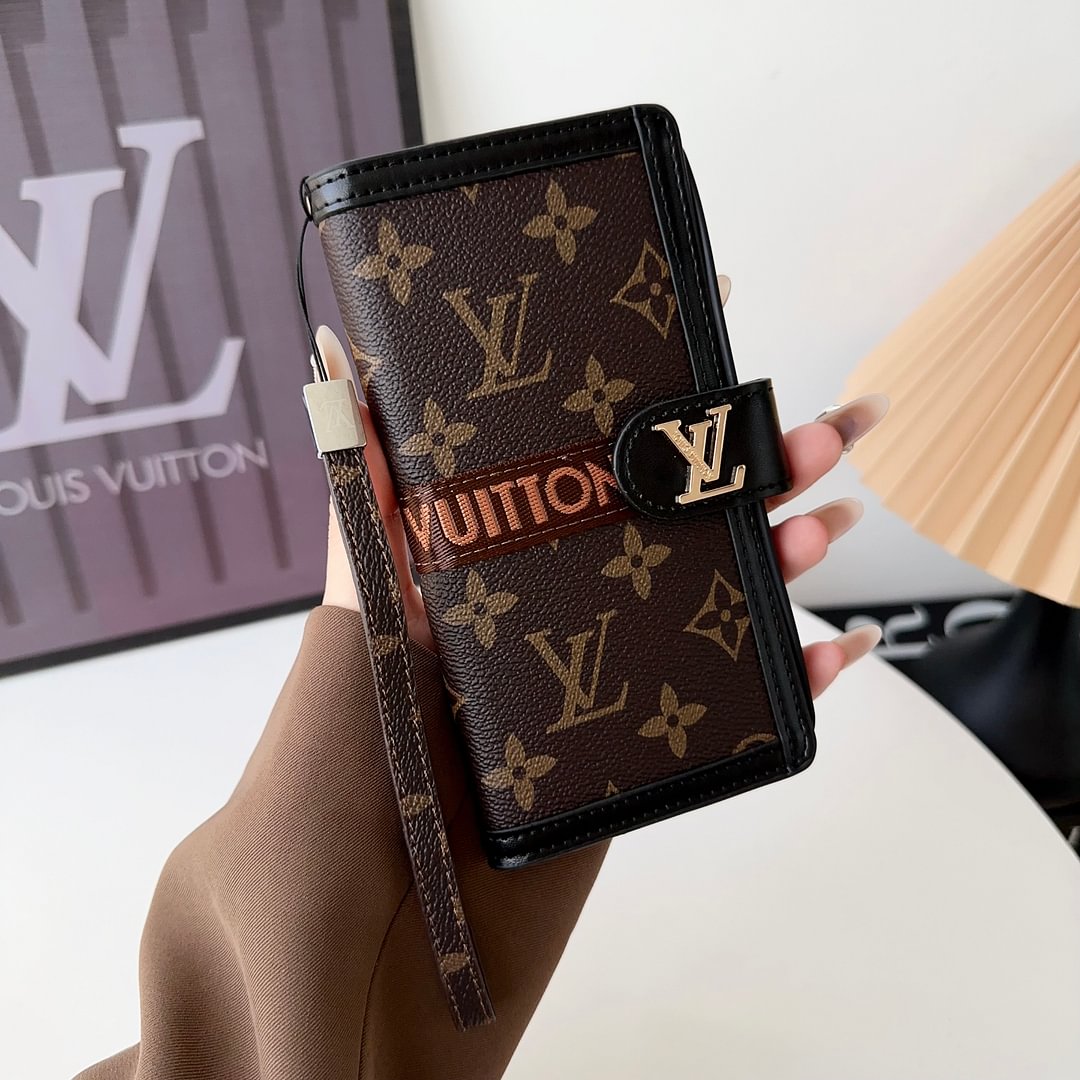 Premium Genuine Leather Monogram Canvas Wallet Card Holder iPhone Cases mysite