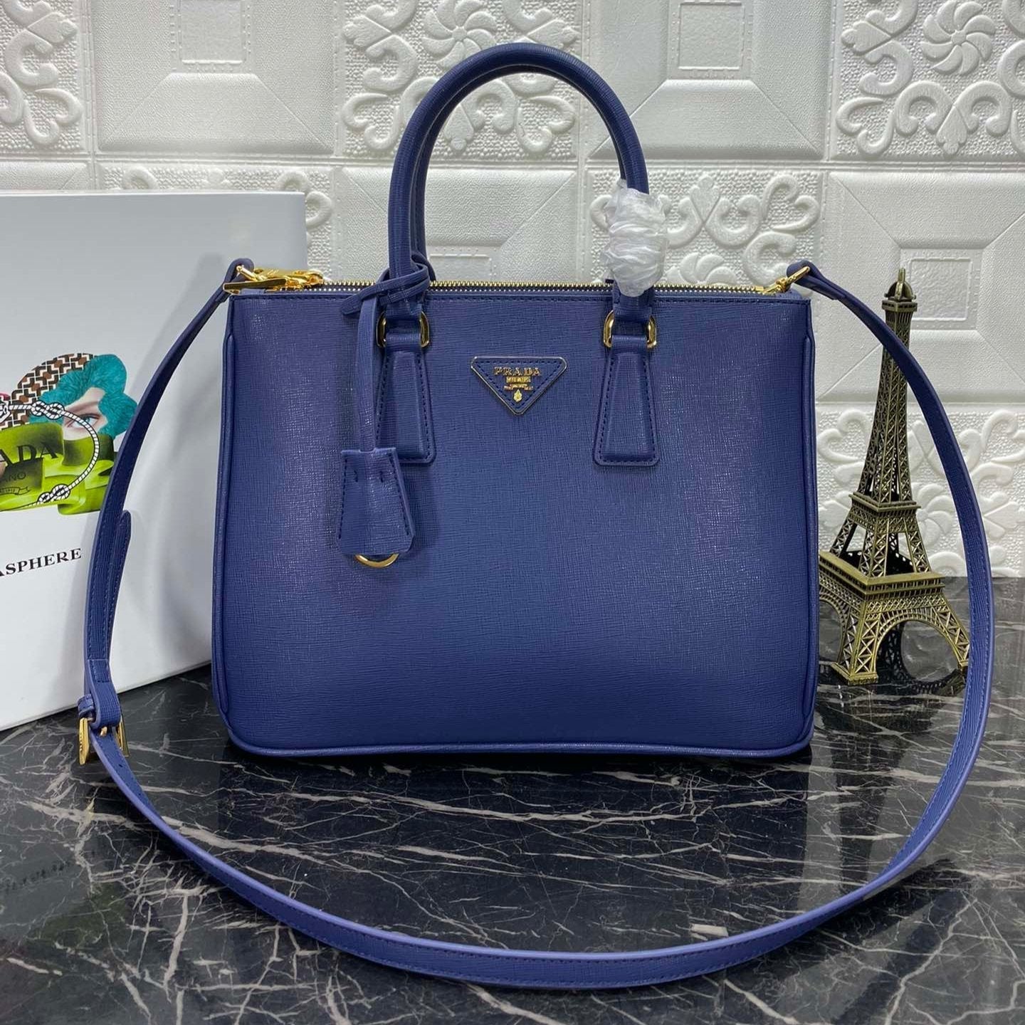 PRA GALLERIA 32 BAG IN NAVY BLUE SAFFIANO LEATHER mysite