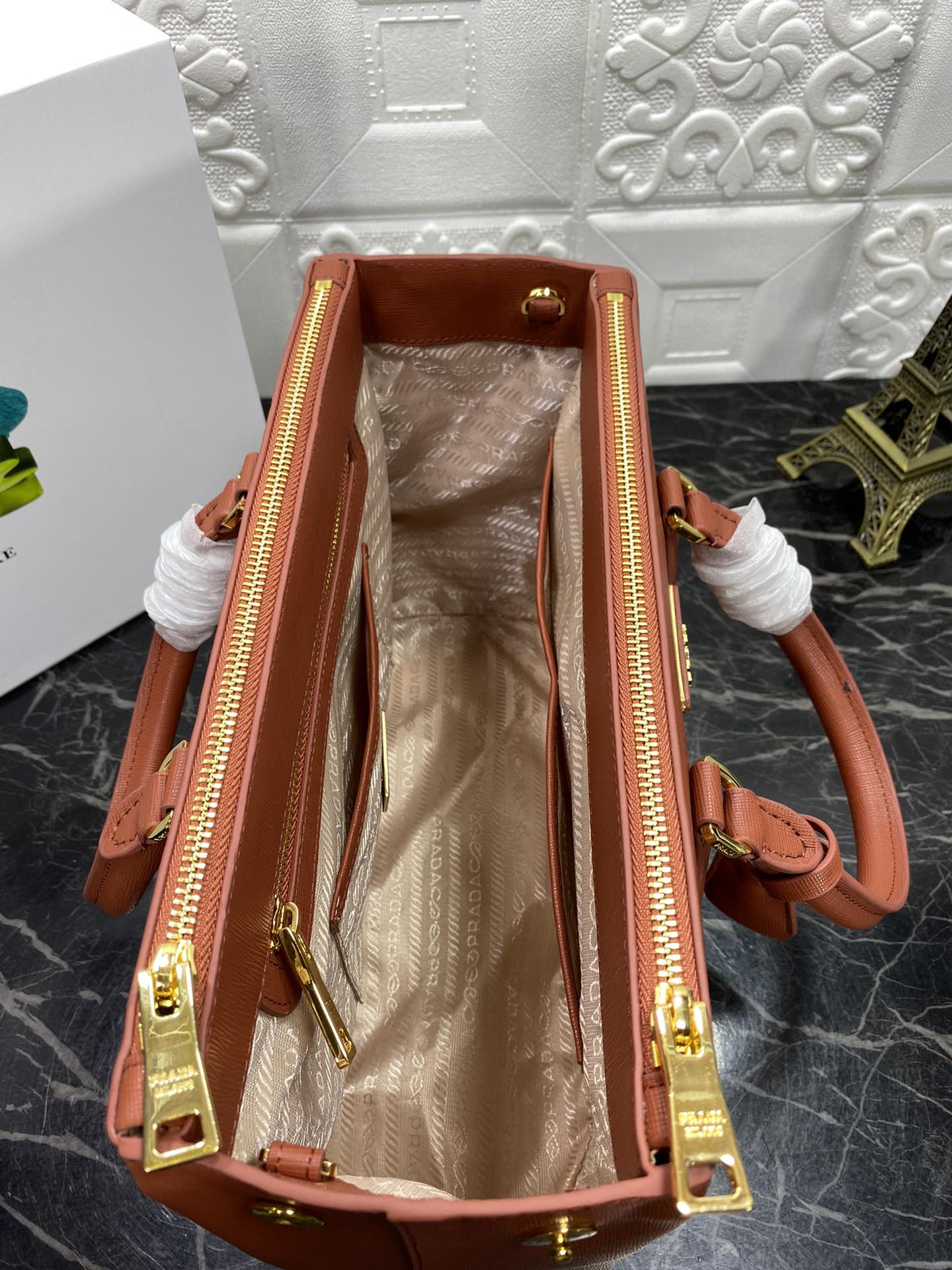 PRA GALLERIA 32 BAG IN BRONZE ORANGE SAFFIANO LEATHER mysite