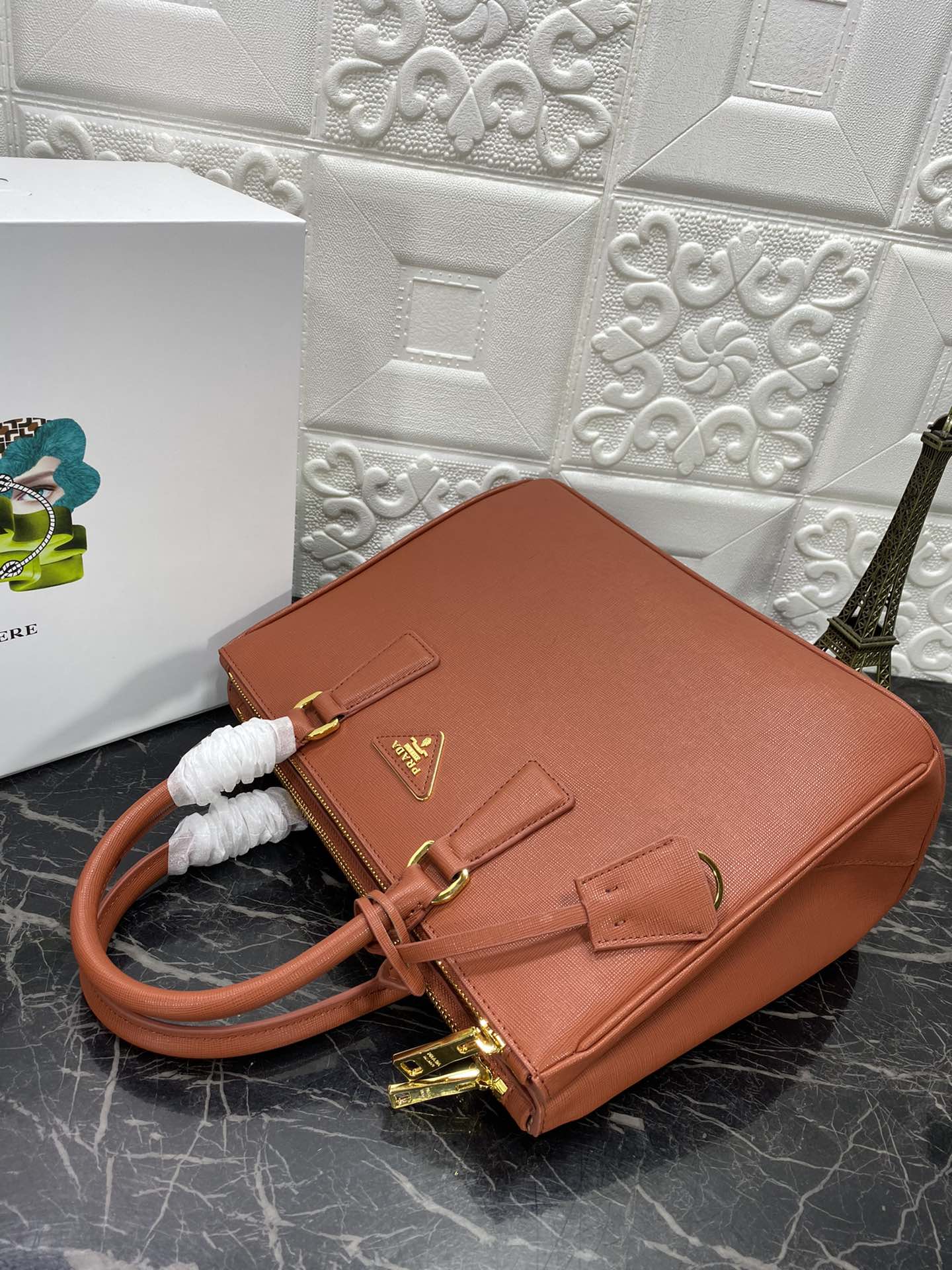 PRA GALLERIA 32 BAG IN BRONZE ORANGE SAFFIANO LEATHER mysite