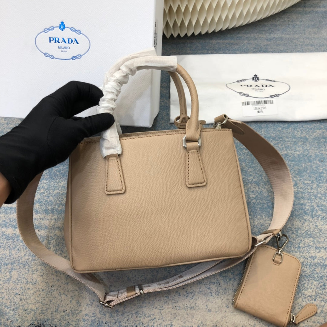 PRA MINI 23 BAG IN TAN BEIGE SAFFIANO LEATHER mysite