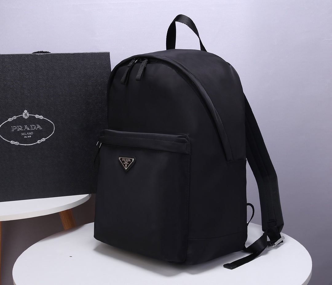 PRA BACKPACK 39 IN BLACK RE-NYLON AND SAFFIANO LEATHER mysite