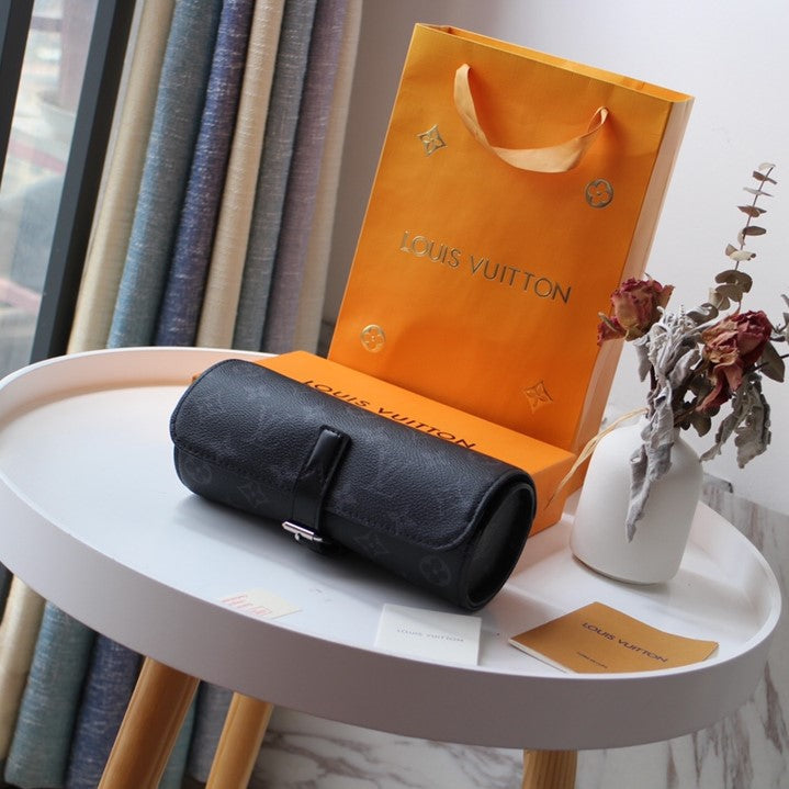 LV M47530 3 Watch Case Black Monogram Eclipse Canvas & Cowhide HW mysite