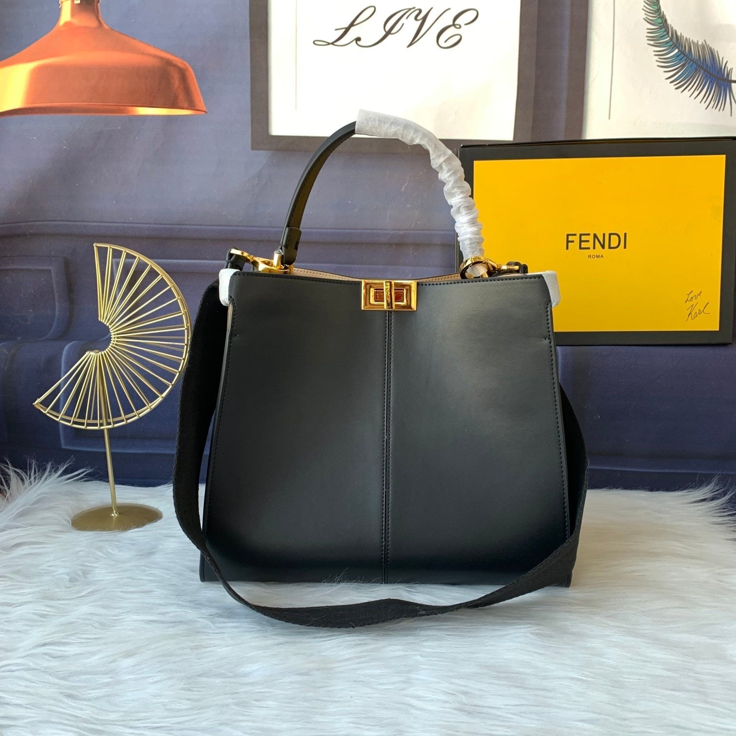 Peekaboo X-lite medium 30cm Bag black lambskin gold hardware mysite