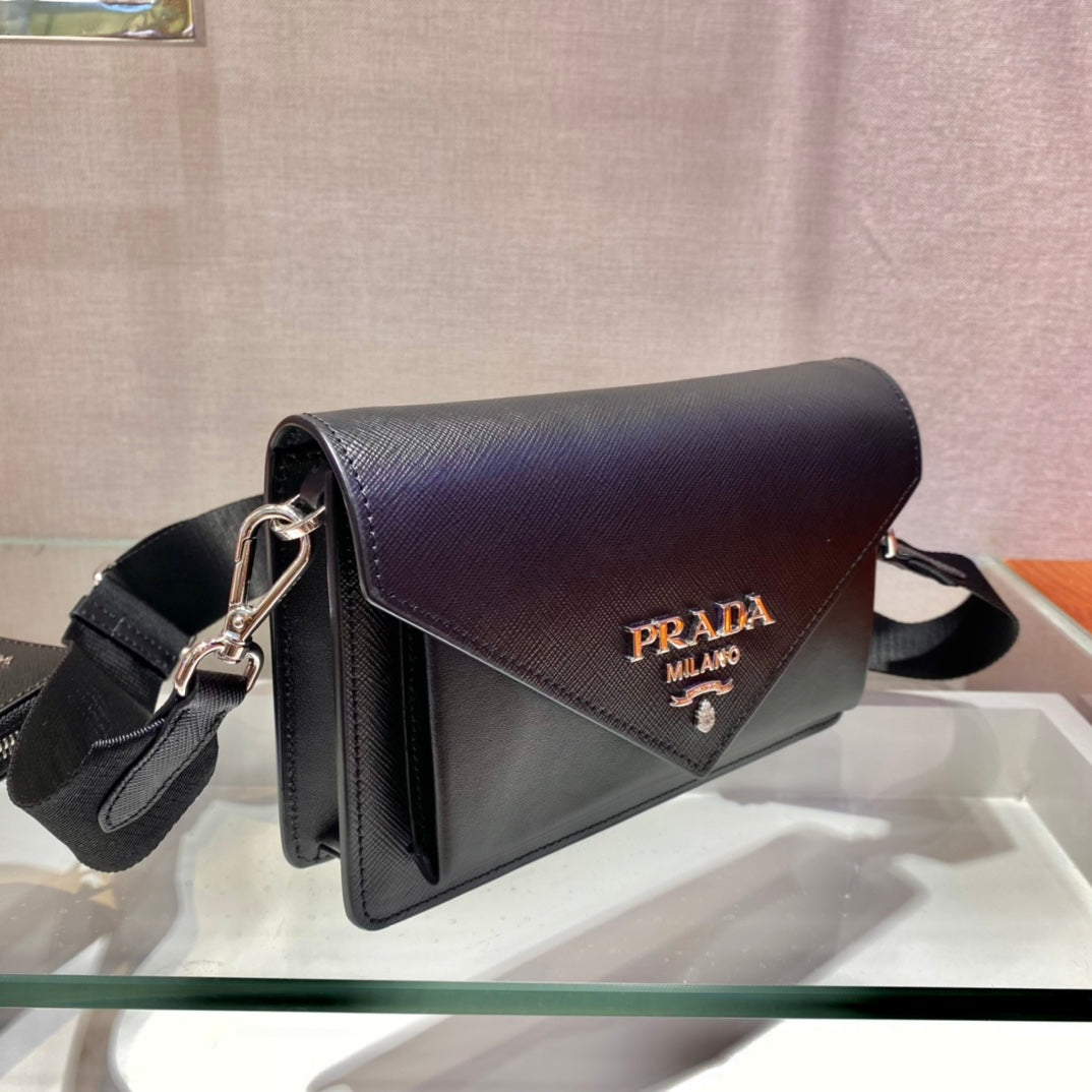 ENVELOPE FLAP BAG 20 IN BLACK SAFFIANO LEATHER mysite