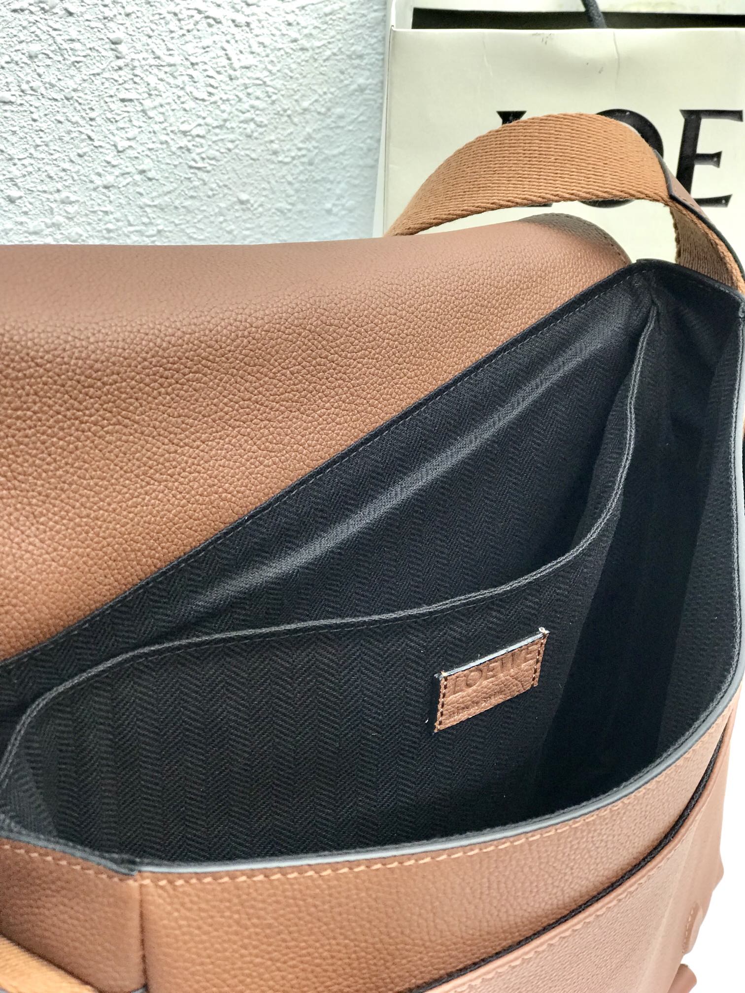 LOE 33 XS MILITARY MESSENGER BAG IN WINTER BROWN CALFSKIN AND JACQUARD mysite