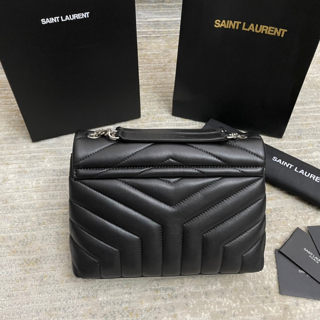 LOULOU SMALL 25 IN BLACK LAMBSKIN SILVER HARDWARE mysite