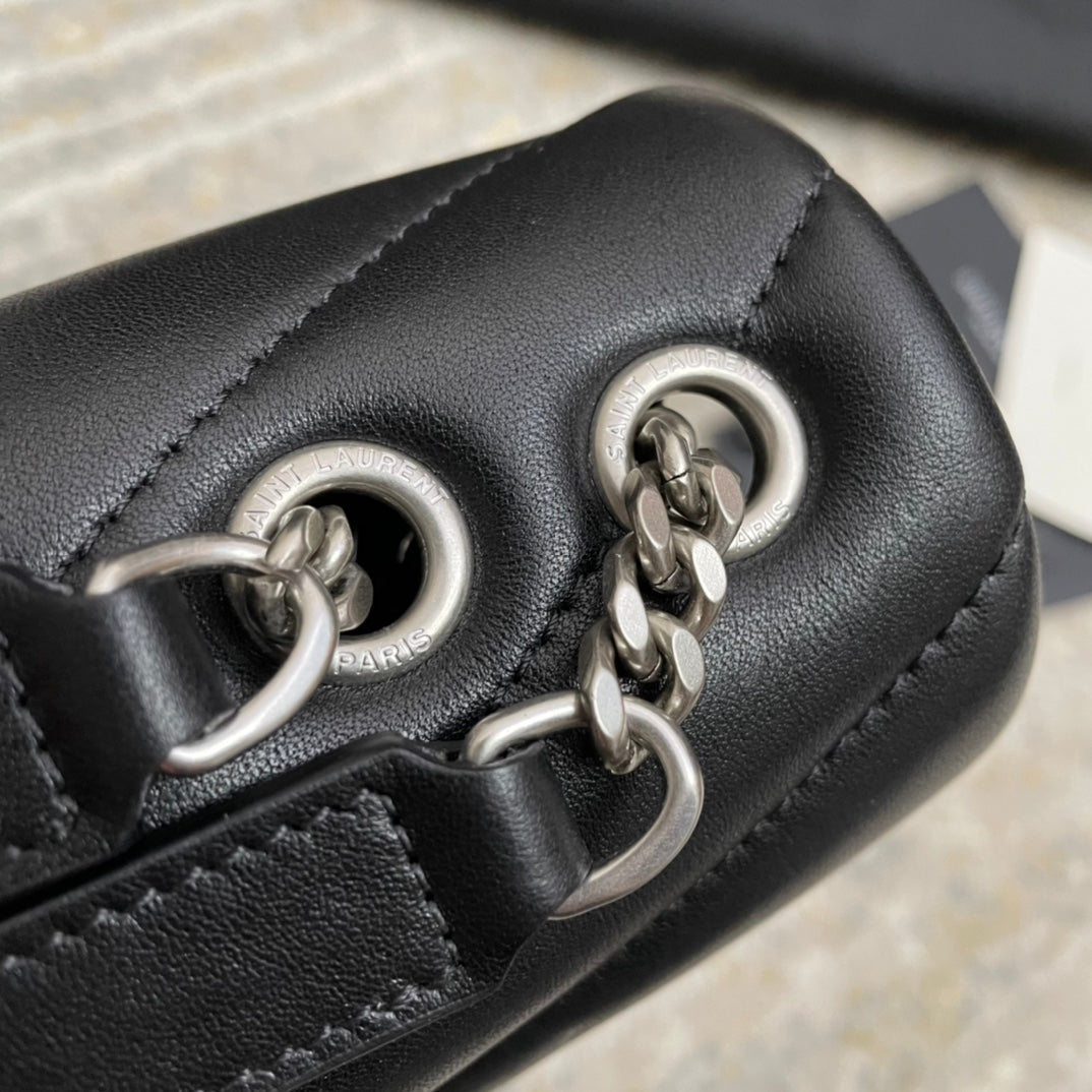 LOULOU SMALL 25 IN BLACK LAMBSKIN SILVER HARDWARE mysite