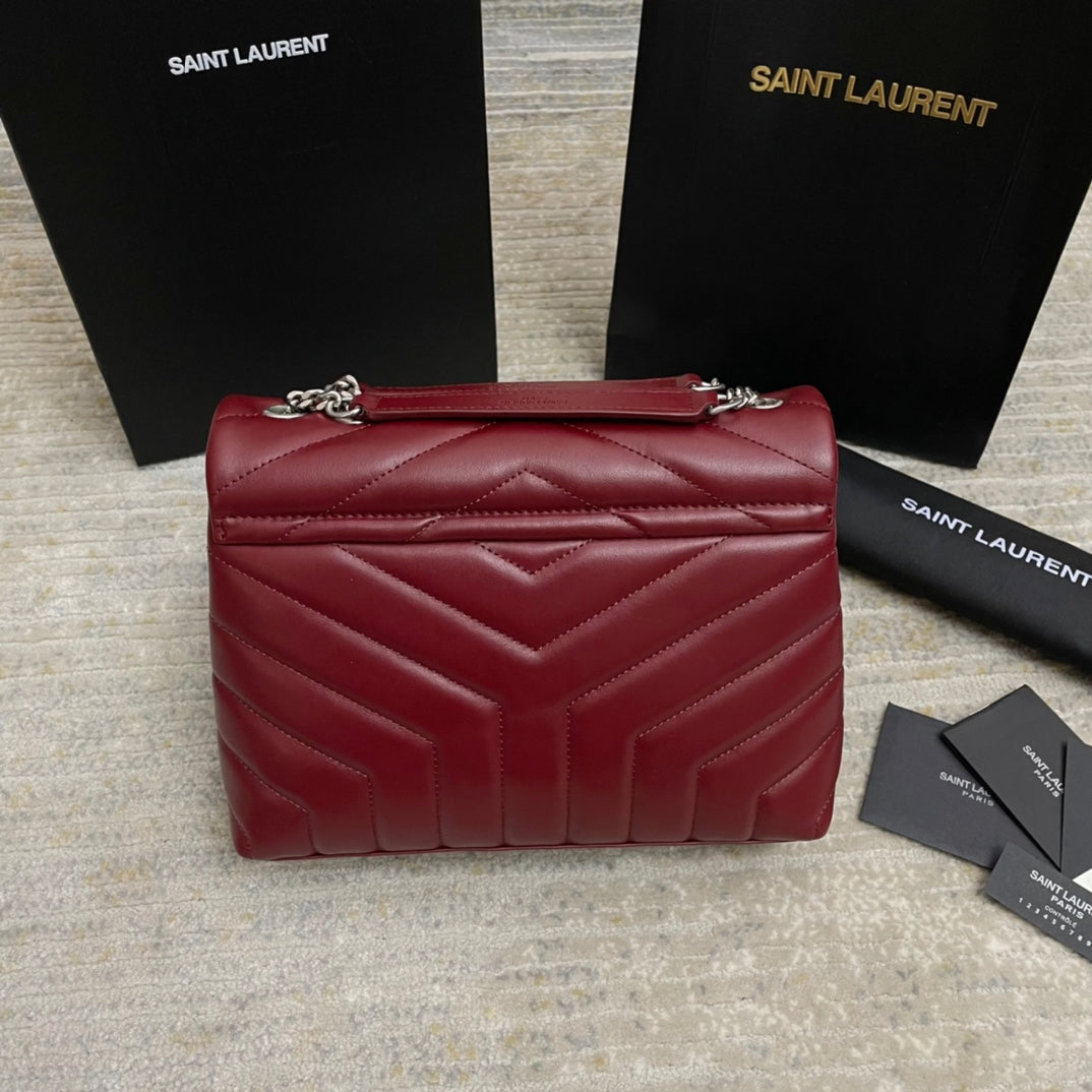LOULOU SMALL 25 IN BURGUNDY RED LAMBSKIN SILVER HARDWARE mysite