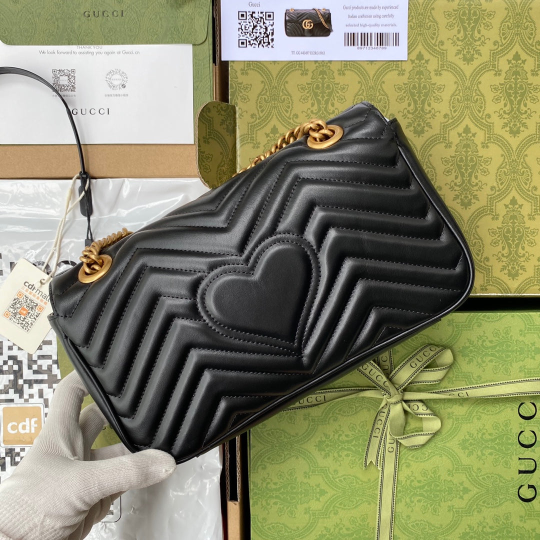 gg marmont 26cm black calfskin gold hardware mysite