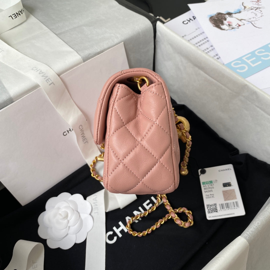 Classic Mini Flap Bag 20cm Pink Lambskin Gold Hardware mysite