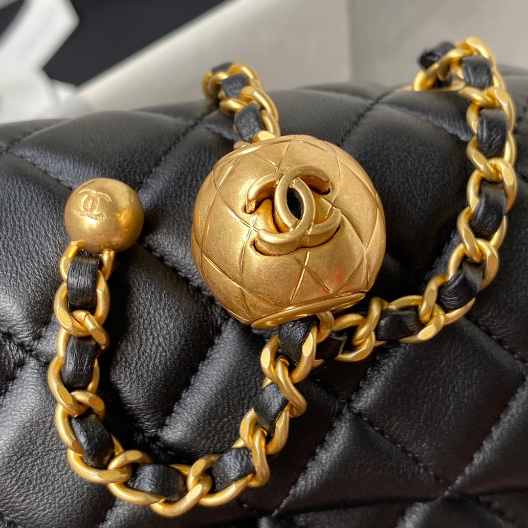 Classic Mini Flap Bag 20cm black lambskin gold hardware mysite