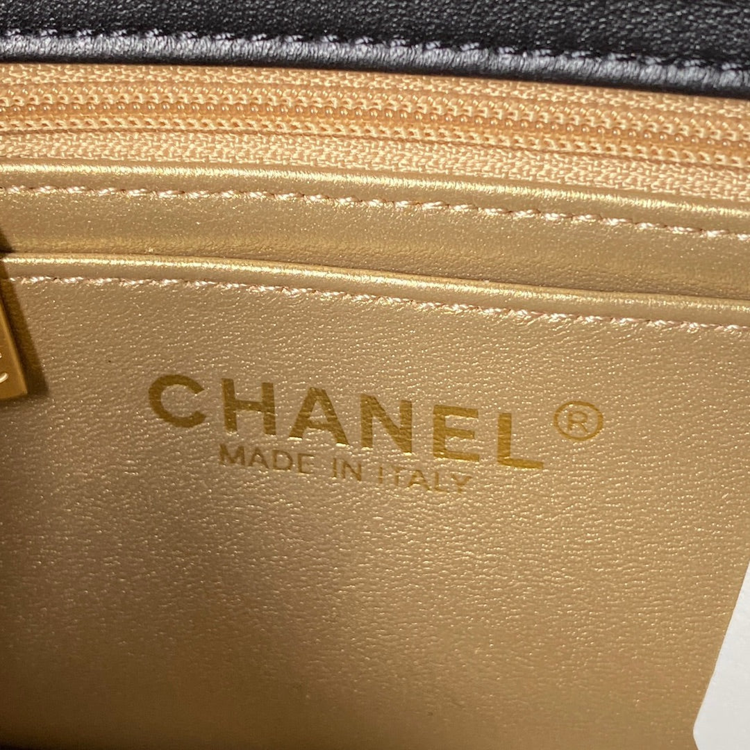 Classic Mini Flap Bag 20cm black lambskin gold hardware mysite