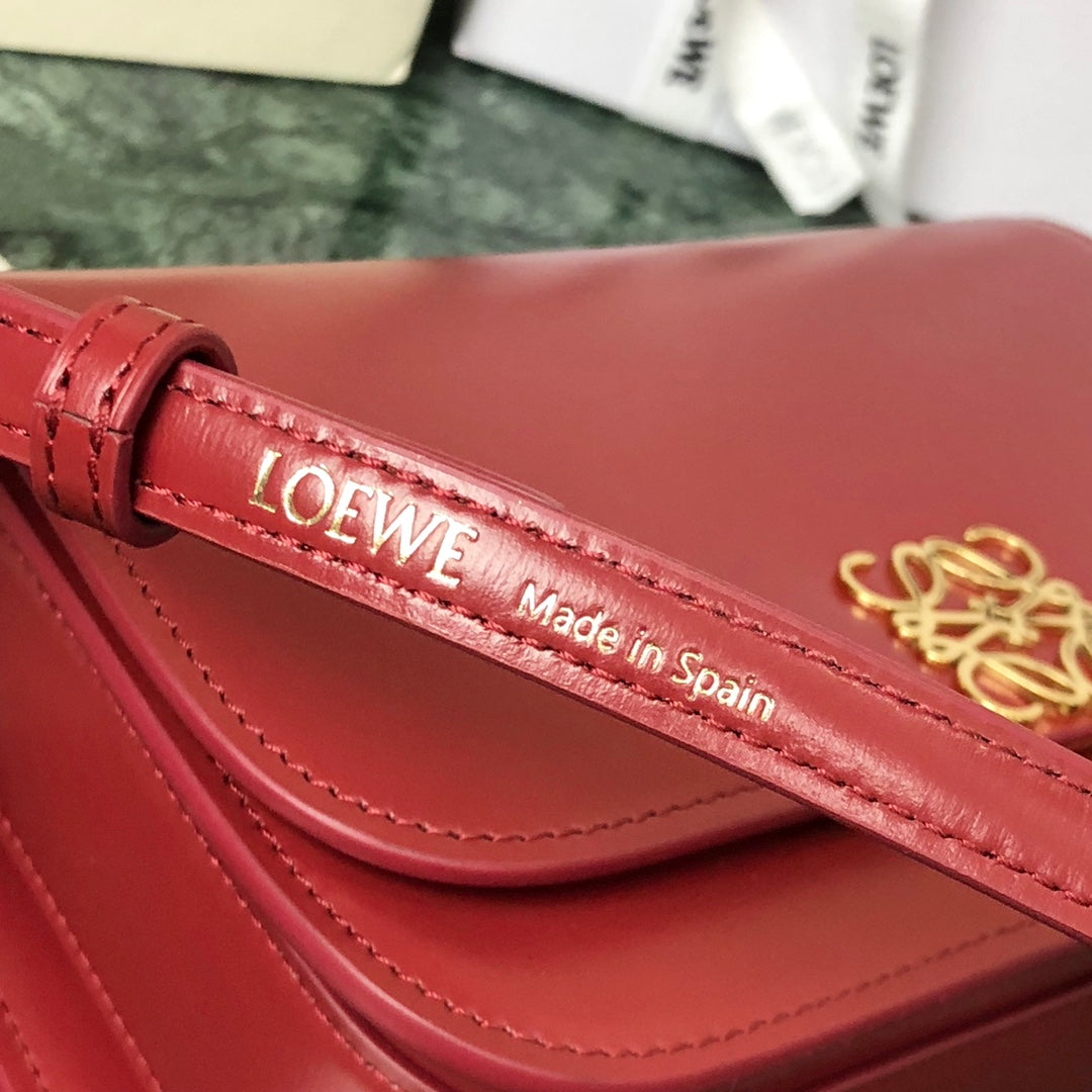 LOE GOYA BAG 18 IN CHERRY RED SILK CALFSKIN mysite