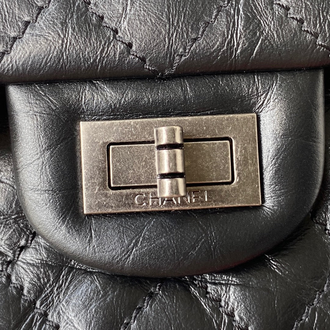 FLAP BAG 20 IN BLACK CALFSKIN SILVER CHAIN mysite