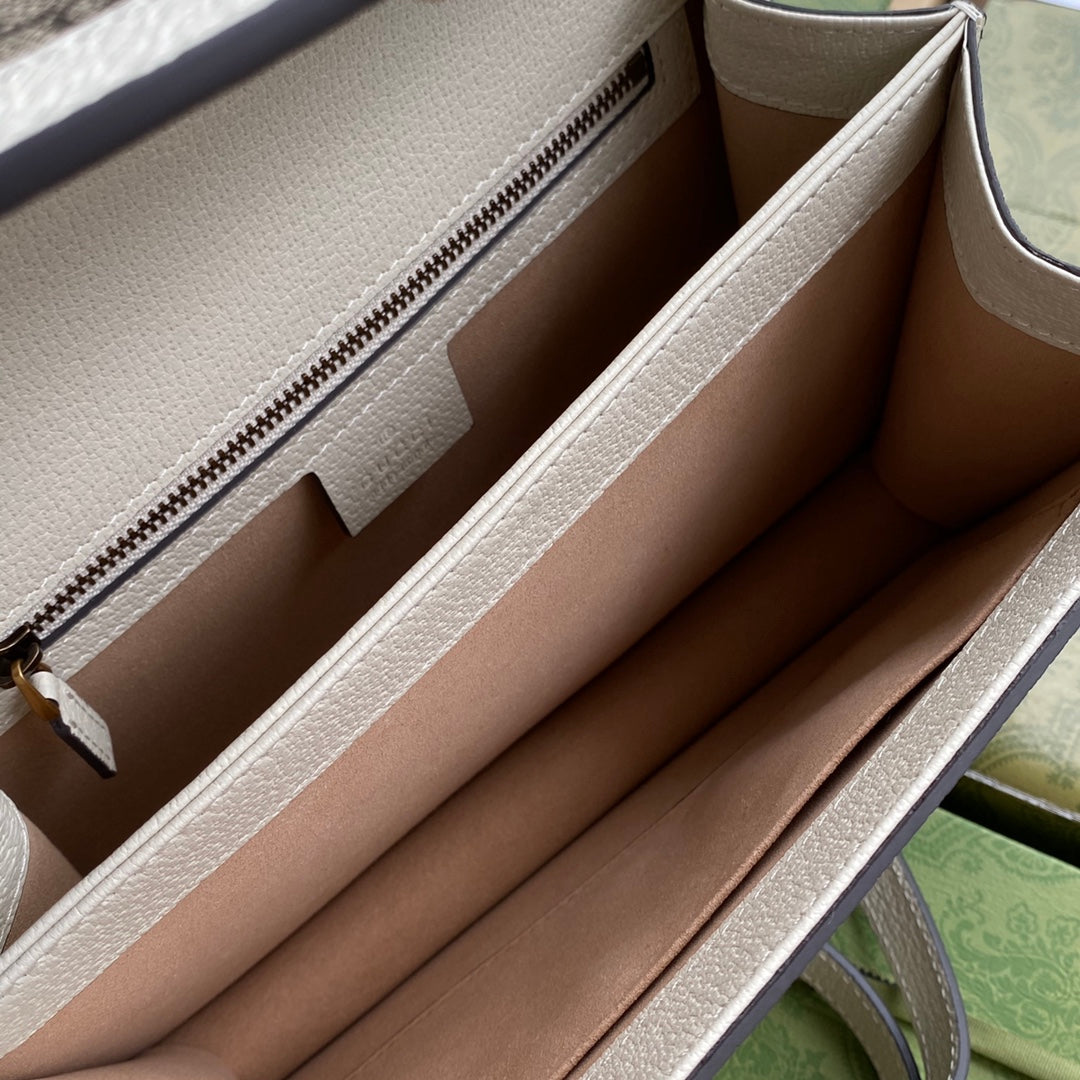 Gucci Ophidia 25cm Bag Ebony White Canvas Leather 239794 mysite