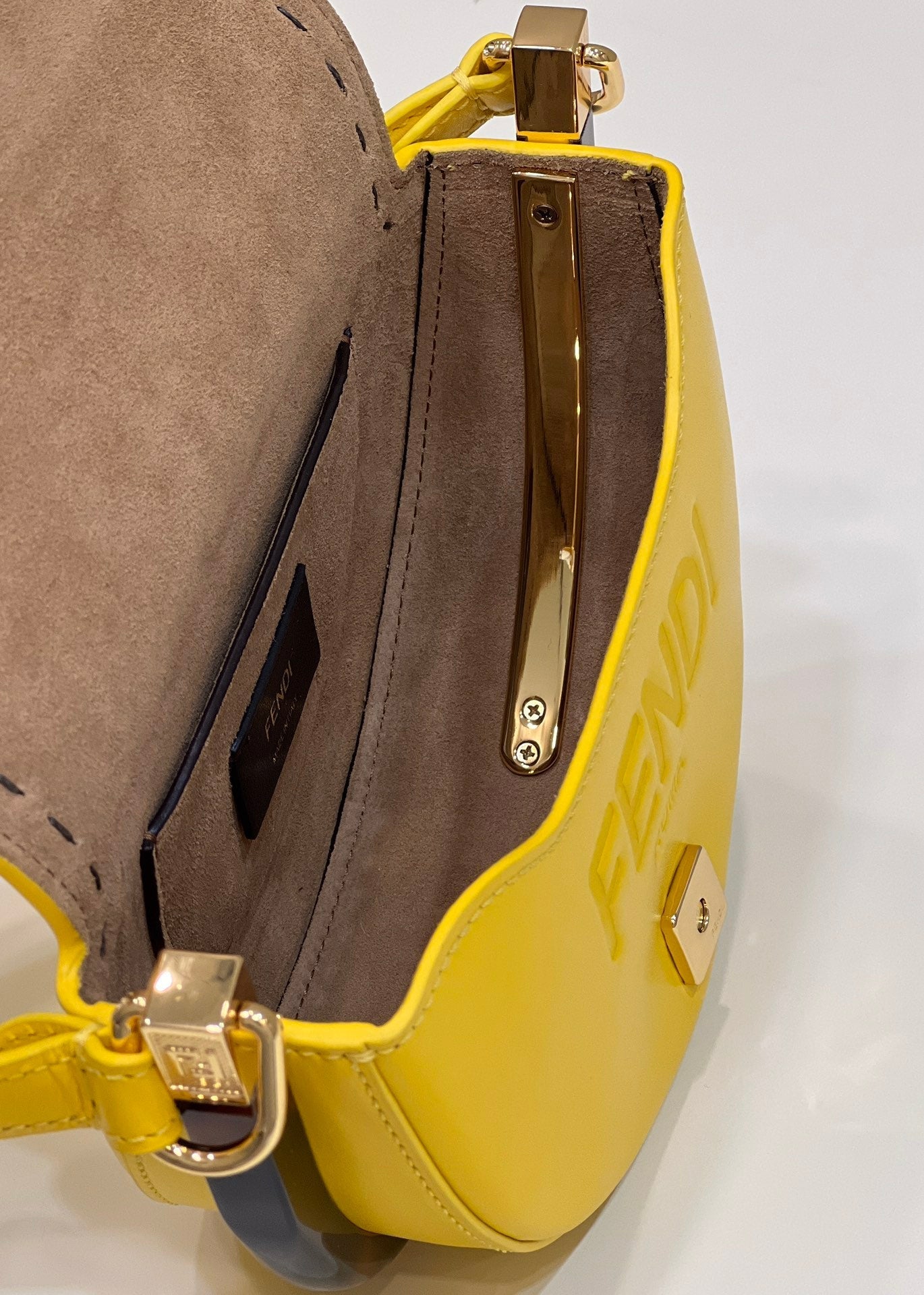 FENDI 19 MOONLIGHT BAG IN SUNFLOWER YELLOW CALFSKIN GOLD HARDWARE mysite