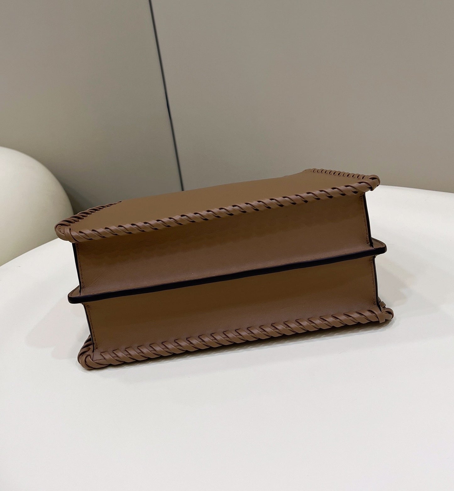 PEEKABOO ISEEU 27 IN BROWN SMOOTH CALFSKIN WITH WOVEN TRIM GOLD HARDWARE mysite