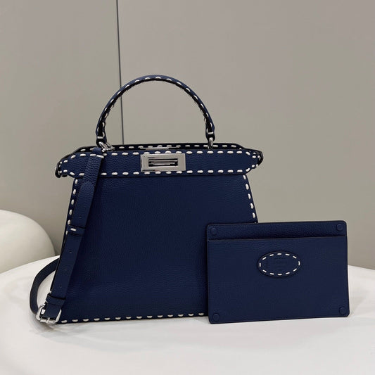 PEEKABOO ISEEU 33 IN NAVY BLUE GRAINED CALFSKIN SILVER HARDWARE mysite