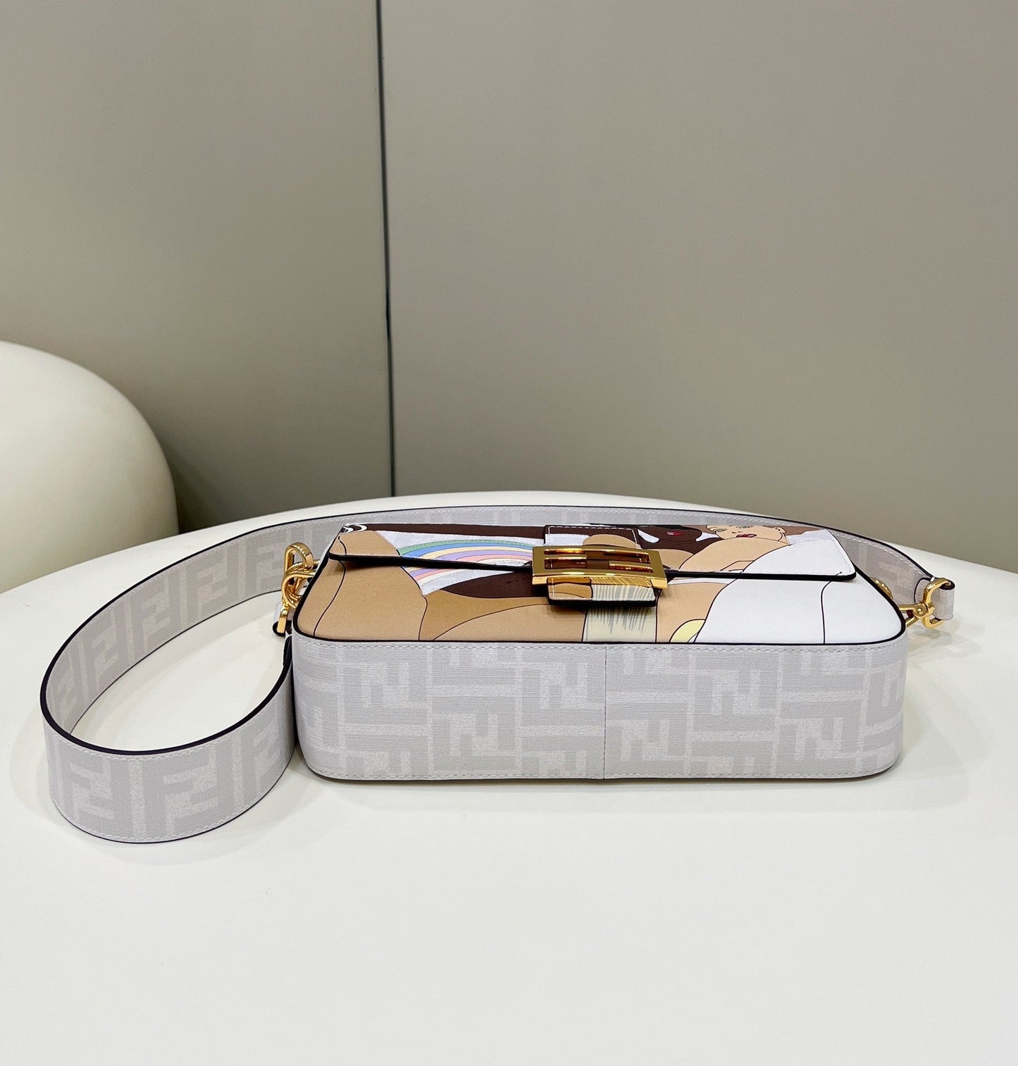 FENDI 27 BAGUETTE BAG IN WHITE CALFSKIN ATTACH STICKER GOLD HARDWARE mysite