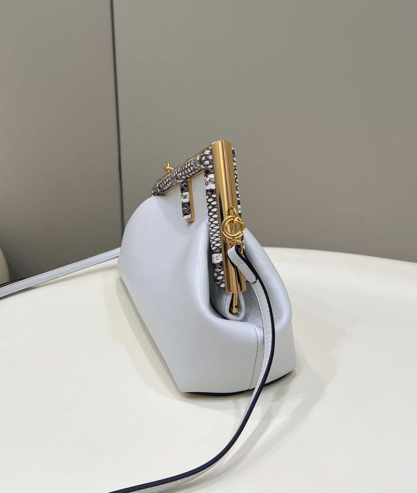 FENDI FIRST SMALL 26 WHITE LEATHER BAG WITH EXOTIC DETAILS mysite