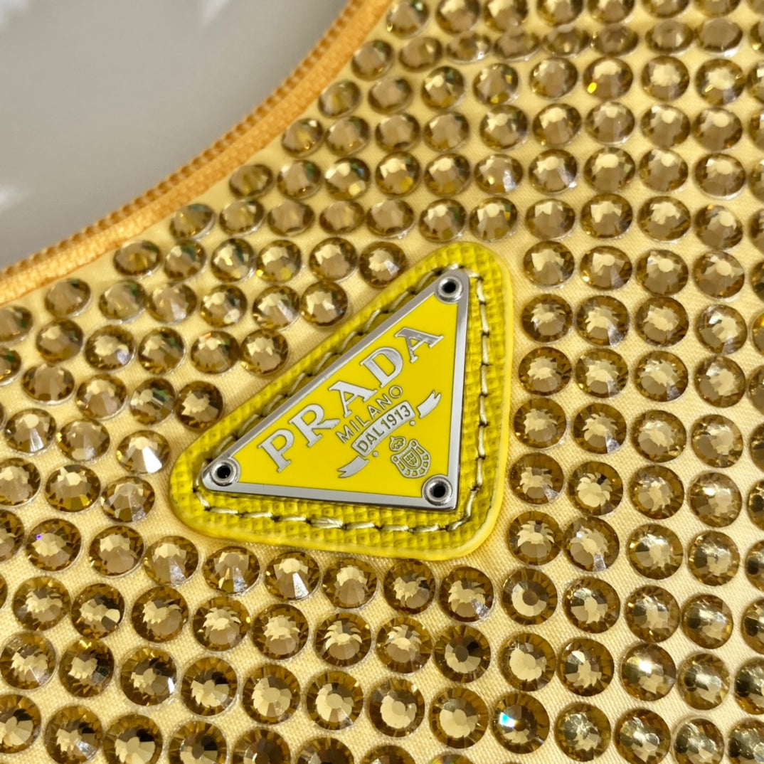 SPARKLING HOBO BAG 23 IN YELLOW NYLON ATTACHED FULLY CRYSTALS mysite