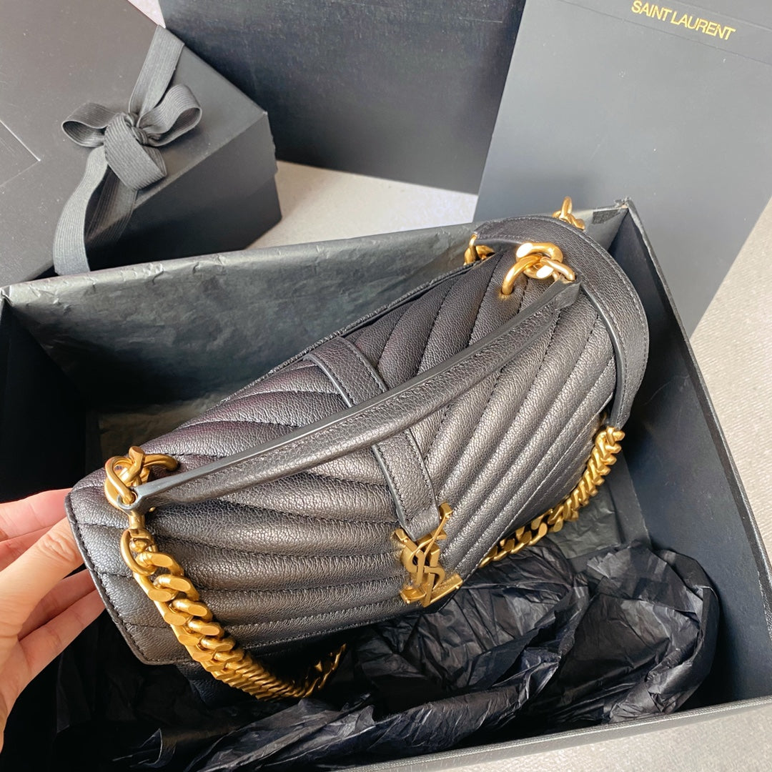 COLLEGE MEDIUM 24 IN BLACK LAMBSKIN GOLD HARDWARE mysite