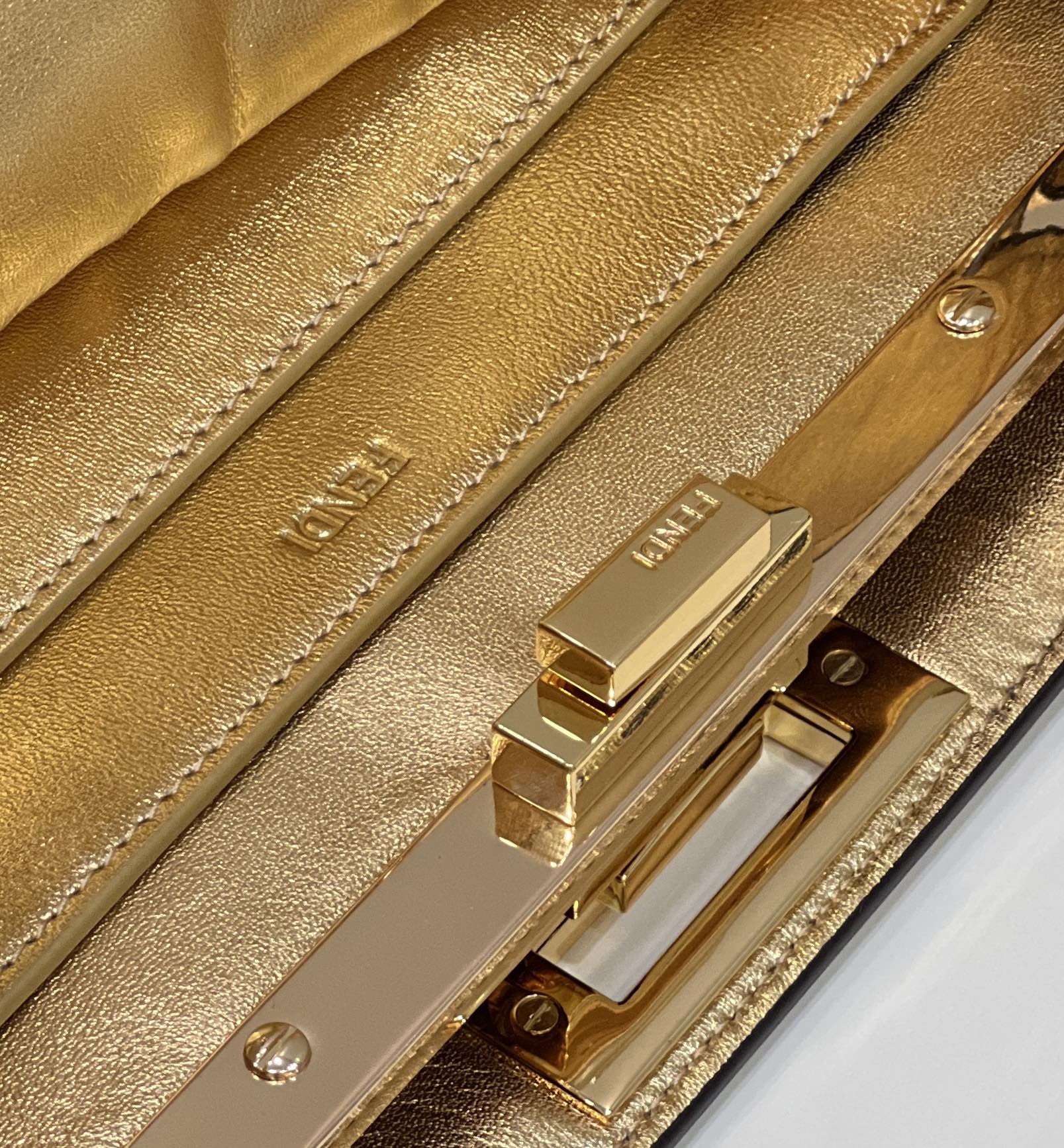 PEEKABOO ISEEU 33 IN GOLD METALLIC CALFSKIN GOLD HARDWARE mysite